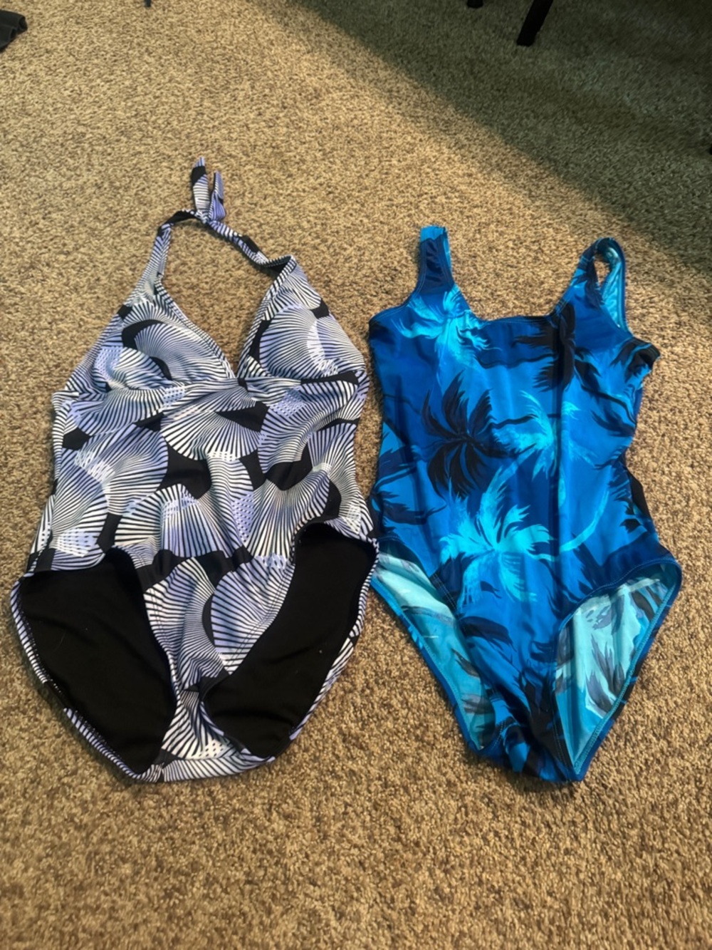 Islander Vibrant Blue Tropical Palm One-Piece Swimsuits
